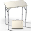2ft Plastic Folding Camping Table, 3 Adjustable Height Waterproof Small Folding Table Lightweight & Portable with Carry Handle for Outdoor Camping RV Travel Picnic Beach, 22.8" X 15.7", White