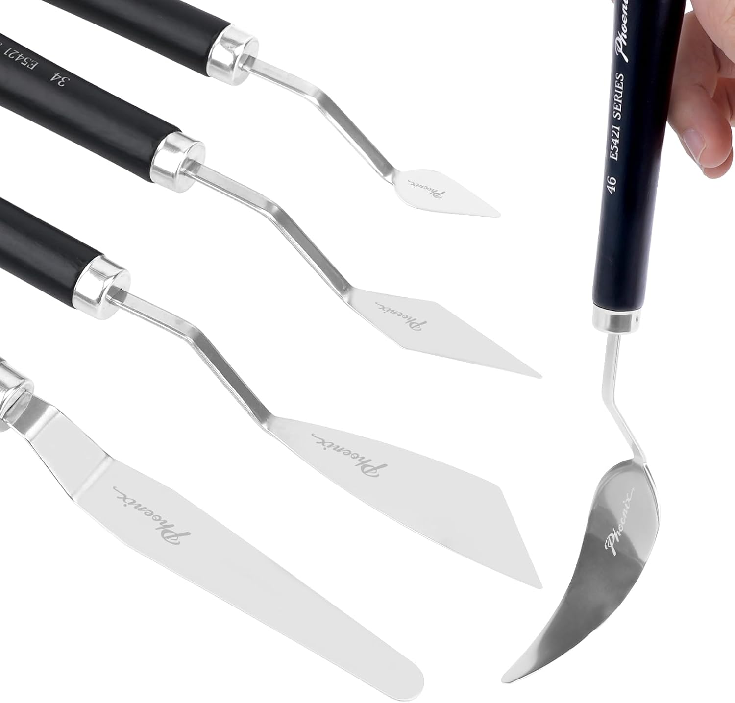 PHOENIX Flexible Palette Knife Set - 5 Pieces Stainless Steel Painting Knives with Gift Box, Art Knife with Wood Handle, Paint Spatula for Oil Acrylic Paint