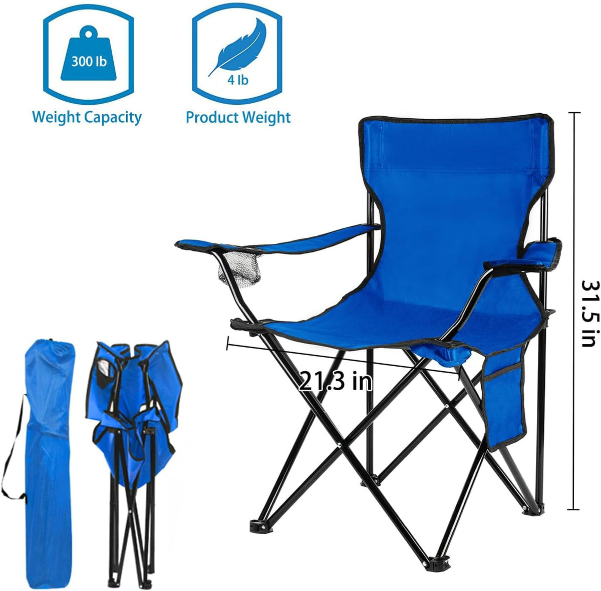 Damei century 4Pack Folding Camping Chairs, Portable for Beach, Lawn, Yard