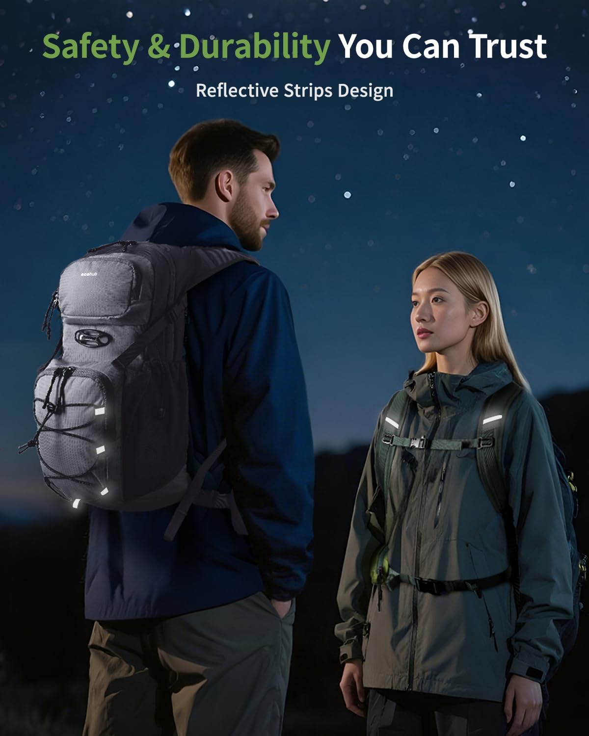 ECOHUB 20L Lightweight Hydration Backpack with 2L Water Bladder&Waist Pack
