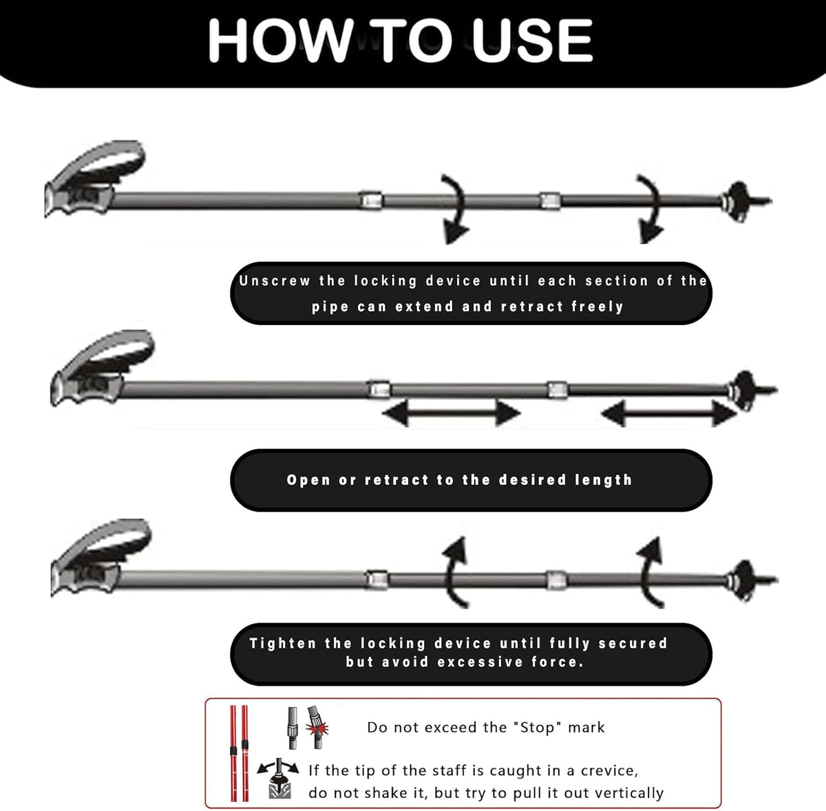 Retractable Trekking Pole Aluminum Alloy Walking Poles Portable Hiking Pole Suitable for Outdoor Activities Such as Mountaineering,Traveling,and Cross-Country Running