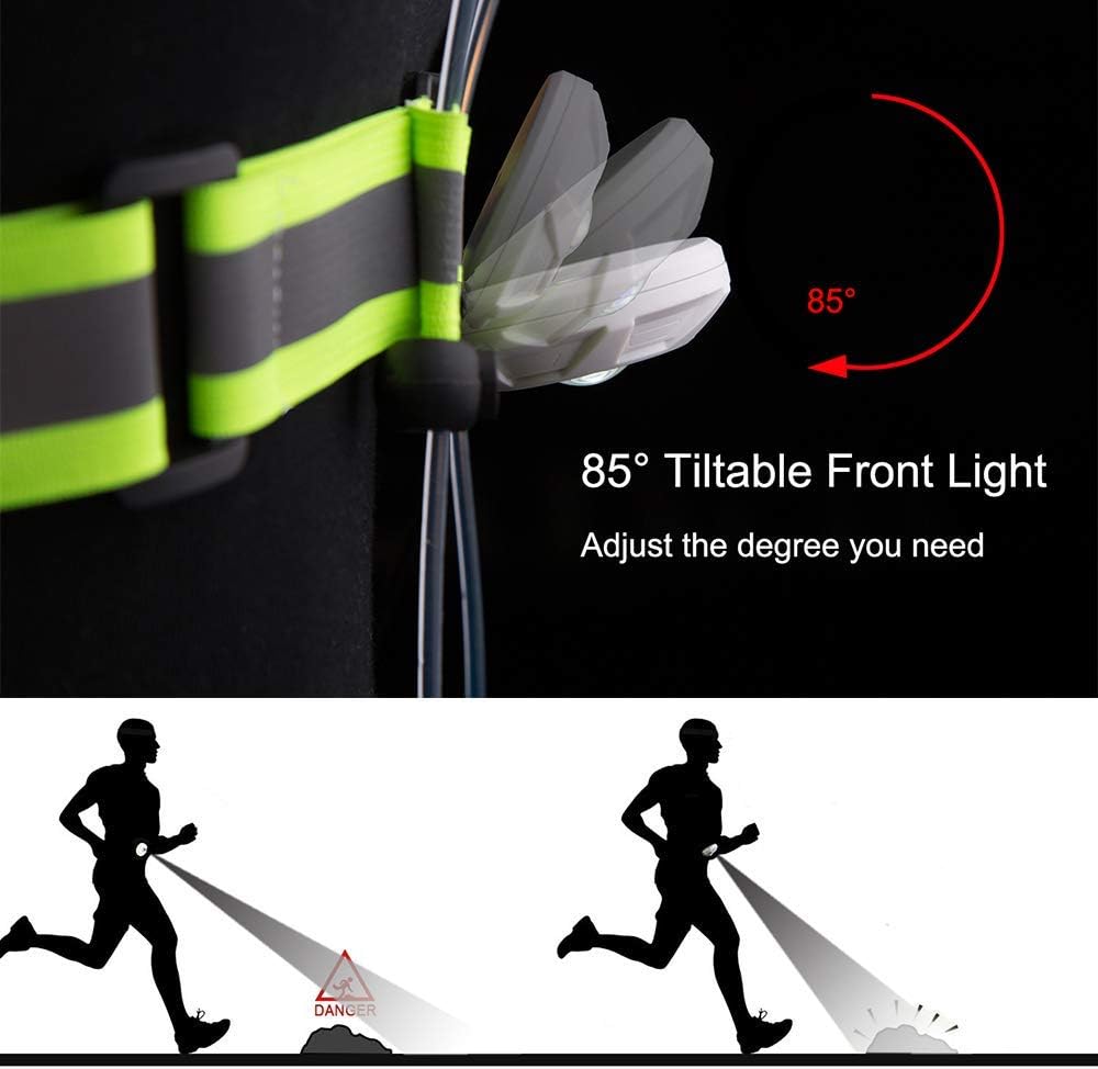 LONGU Led Running Reflective Vest Safety Night Light USB Rechargeable Cycling Multicolored Fiber Optics Suit Women Men Kids Adjustable Light Weight Gear for Jogging Biking
