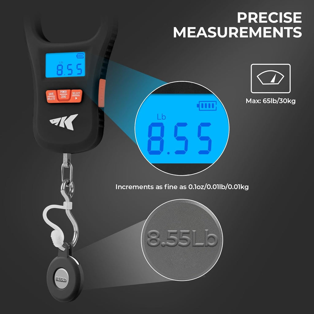 KastKing ToughTide USB Charging Fish Scale with Lip Gripper, Black Combo