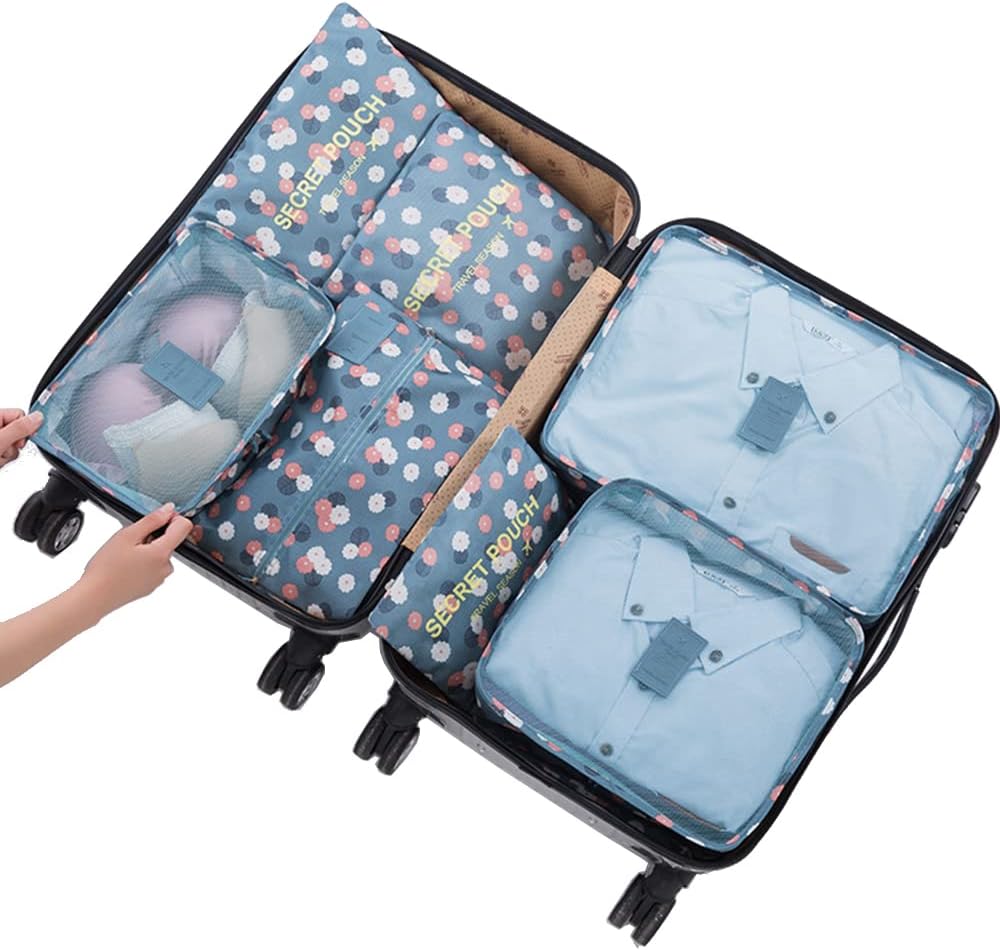 Packing Organizers Packing Cubes for Suicase 7 Set Travel Luggage Organizer Bags for Suitcases (Wine Red)