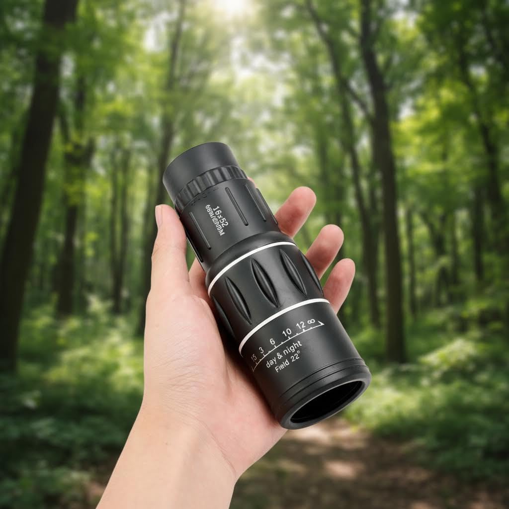 16x52 Monocular Telescope, Portable HD for Outdoor Bird Watching Black