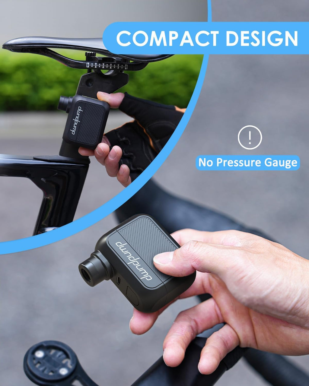 dwndpump Mini Bike Tire Pump, Electric Portable Max 100 PSI Fast Inflation