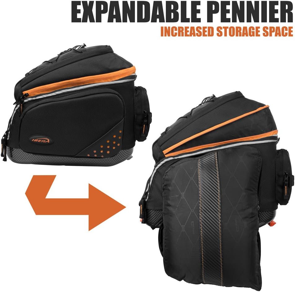 Ibera PakRak Touring Bicycle Seatpost/Disc/Non/Disc Rack and Quick Release Bag (Non-Disc Brake Rack + Trunk Bag with Expandable Panniers)