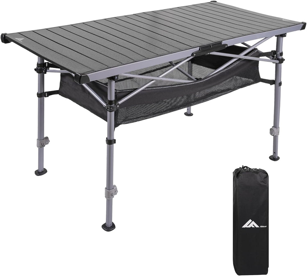 Ablazer Adjustable Aluminum Camping Table, 48.8-Inch Roll-Top