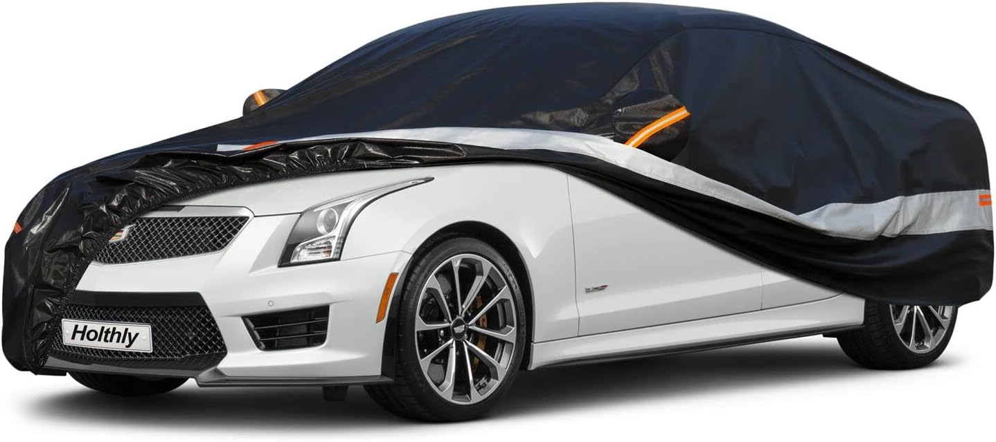 Sedan Car Cover Custom Fit Cadillac ATS 2012-2020, 100% Waterproof Breathable Outdoor Car Covers, Sun Rain Dust Snow Protection. (Ships from US Warehouse, Arrive Within 3-7 Days)