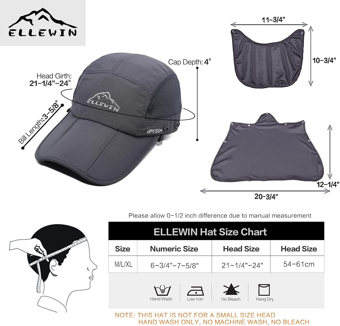 Outdoor Sun Hat for Men Women UPF 50+ Fishing UV Hat with Neck Flap Face Cover for Sun Protection