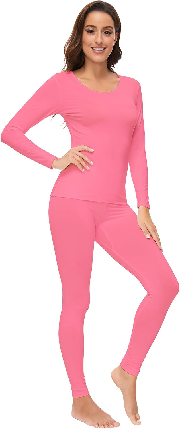 WiWi Soft Underwear for Women Thermal Long Johns Sets Super Warm Base Layer Top Pants Pajamas Set Viscose from Bamboo S-3X