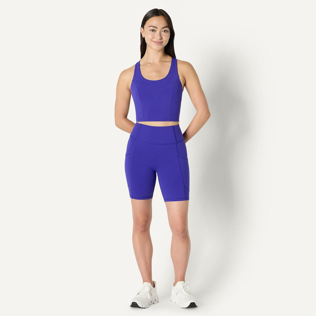 Amazon Essentials Women's Active Total Train High Waist 7" Gym Workout Biker Shorts with Pockets
