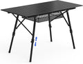 Raynesys Aluminum Folding Camping Table,Adjustable Height & Portable,Black