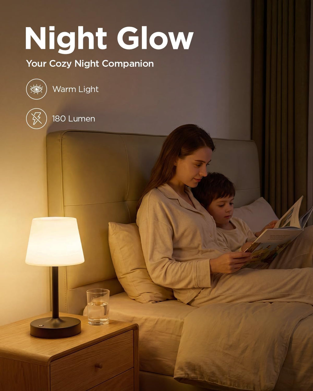 IP65 Waterproof Rechargeable Shower Lamp, Cordless Bathroom Touch Lamps