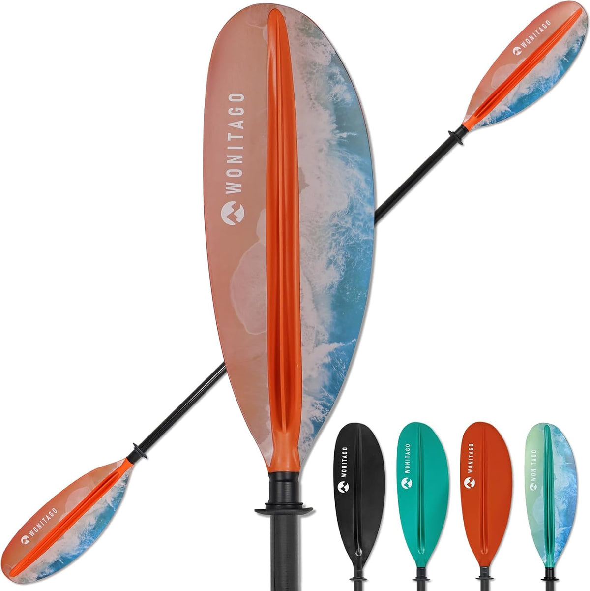 Adjustable Kayak Paddle, Fiberglass Shaft and Reinforced PP Blade