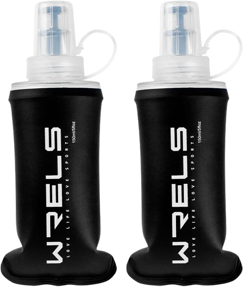 WRELS TPU Soft Flask Lightweight Portable Reusable Water Bottle,BPA Free Collapsible Flask for Hydration Pack in Running Hiking Cycling and Marathon