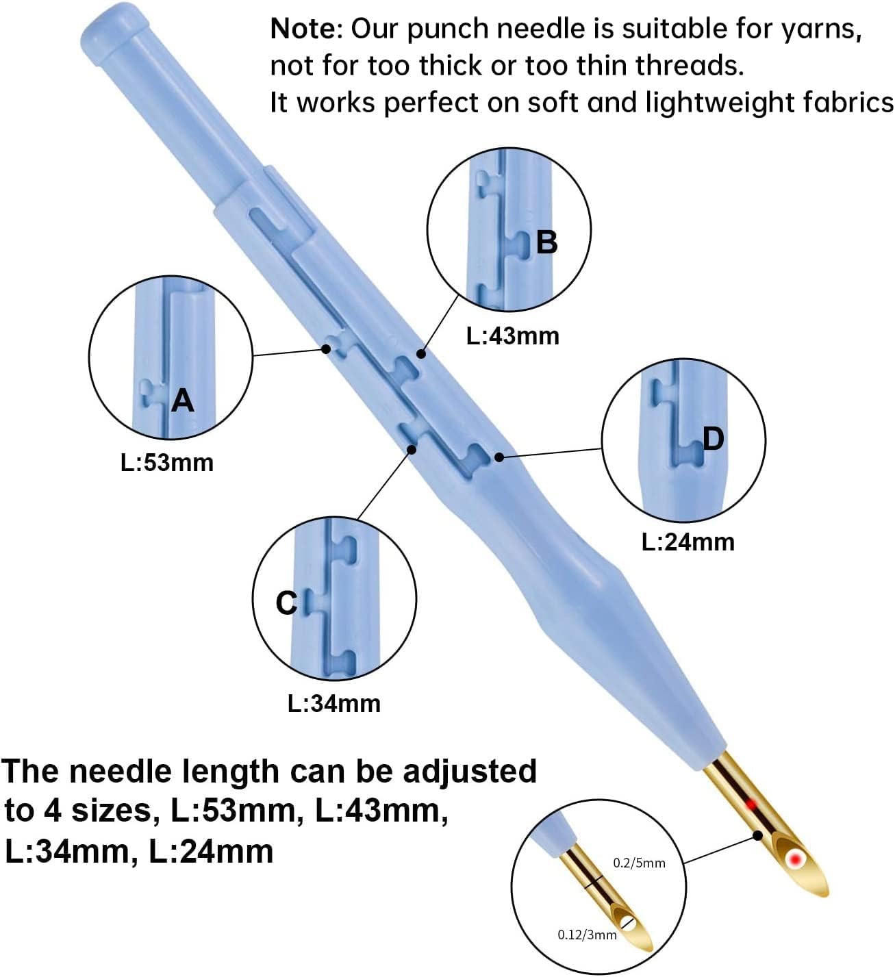 MSDADA 21PC Punch Needle Kit, Adjustable Punch Needle Tool, Wooden Handle Embroidery Pen Kits, Hoops, Cloth, Punch Needle Set Adults Beginner for DIY Craft, Perfect for Decoration and Gifts(Blue)