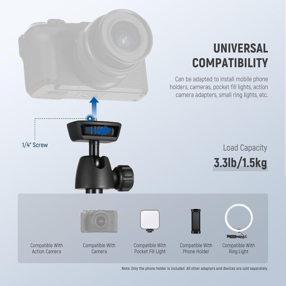 NEEWER Tripod for Cell Phone & Camera with Remote & Phone Holder, TS05