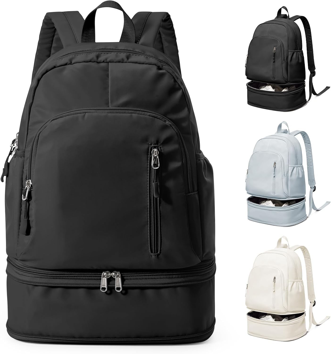 Black Gym Backpack for Women Men,Dance Sport Backpack With Shoe Compartment