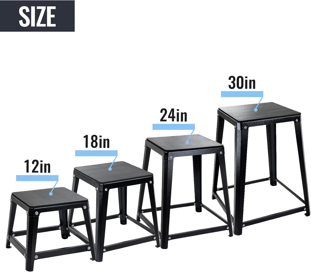 Metal Plyometric Jumping Box, Steel Fitness Exercise Jump Platforms Box for Conditioning Strength and Agility Training, 12 Inch Anti-Slip Workout Step Up Box for Home Gym