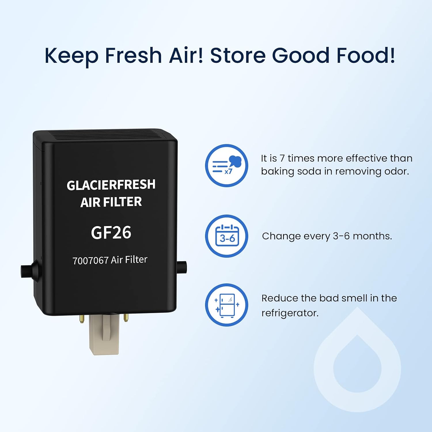 GLACIER FRESH 7007067 Air Filter for Sub-Zero Refrigerator (1 Pack)