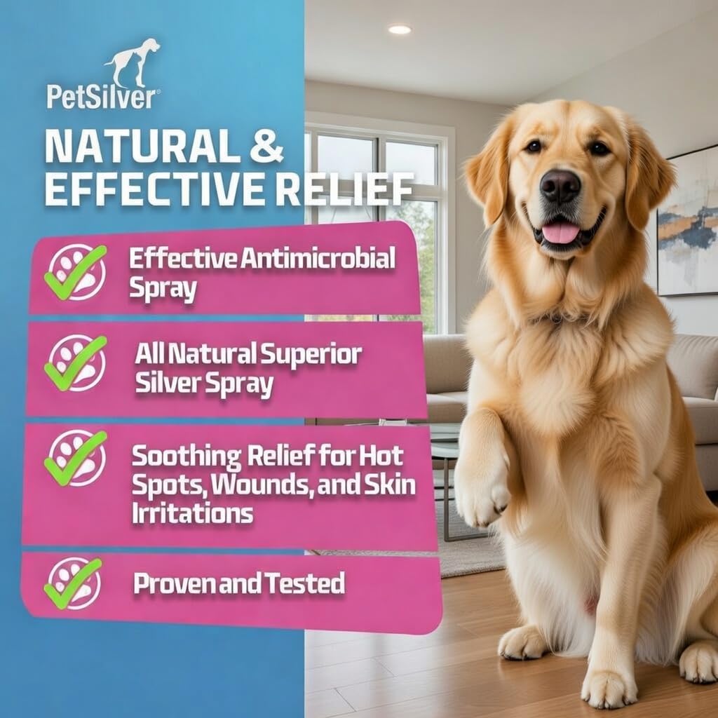 PetSilver Wound Spray, Silver Dog Wound Spray, Hot Spot, USA Made, 16 oz
