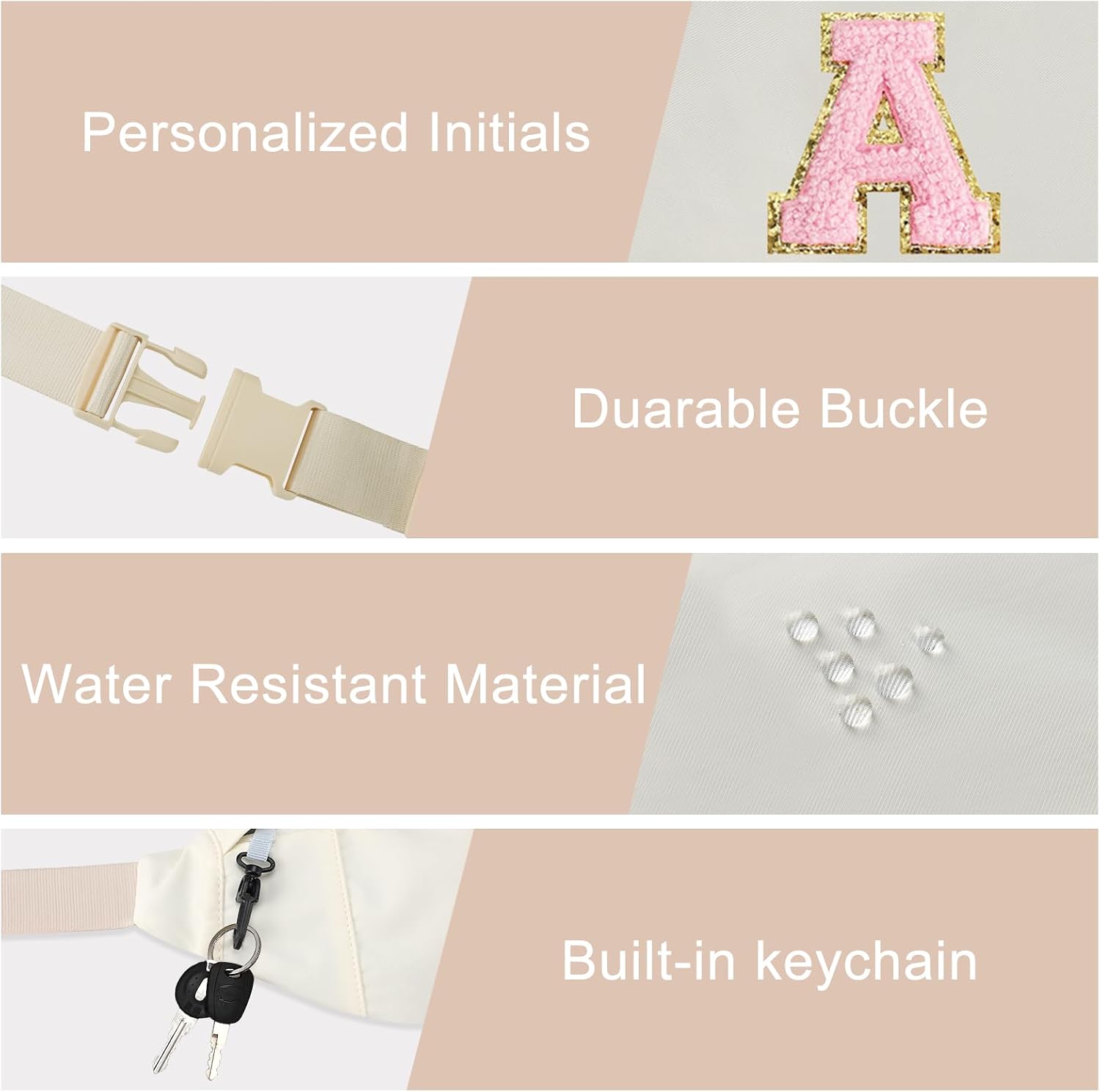 Personalized Birthday Gifts for Women Christmas Gifts for Women Gifts Trendy Stuff Initial Fanny Pack Crossbody Belt Bag Gifts for Friends Her Cute Graduation Gifts,Beige A