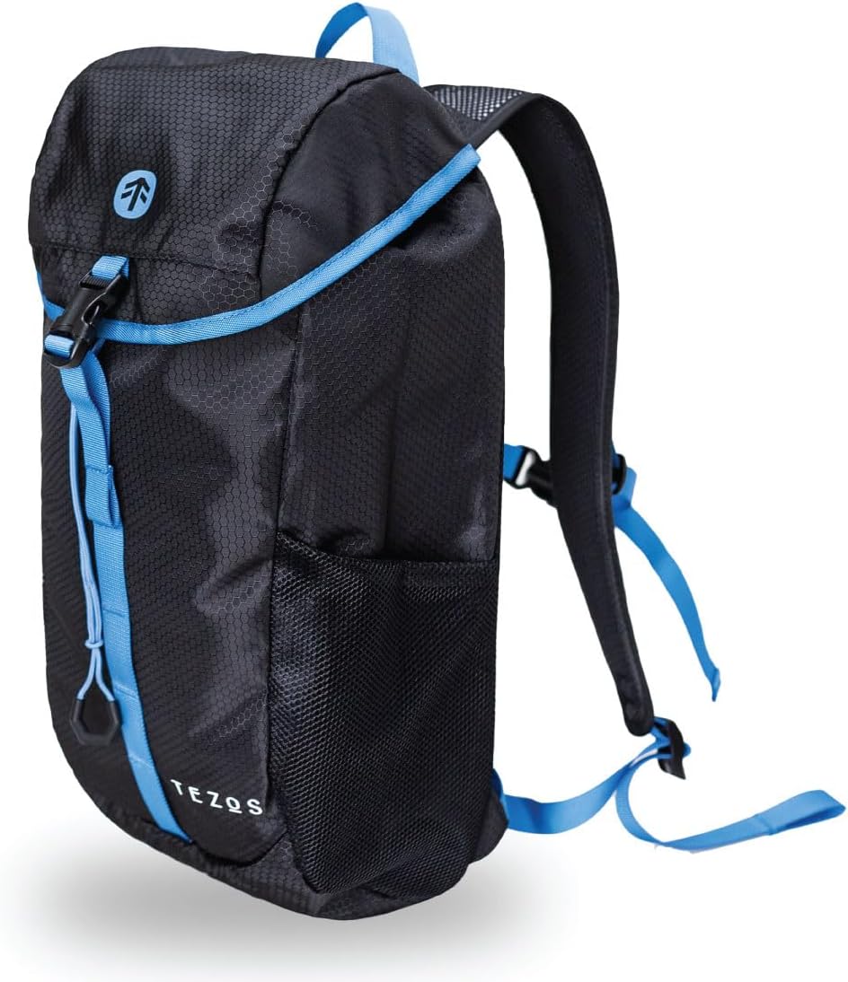 Tezos Juniper Daypack, Lightweight Hiking Backpack and Hydration Pack for Camping, Travel, Biking, and the Outdoors, 16 Liter (Blue Storm)