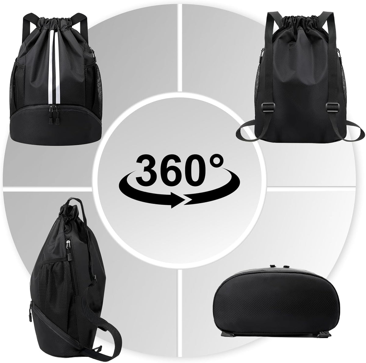 Hoedia Sports Drawstring Backpack - Swim Gym Bag for Women and Men