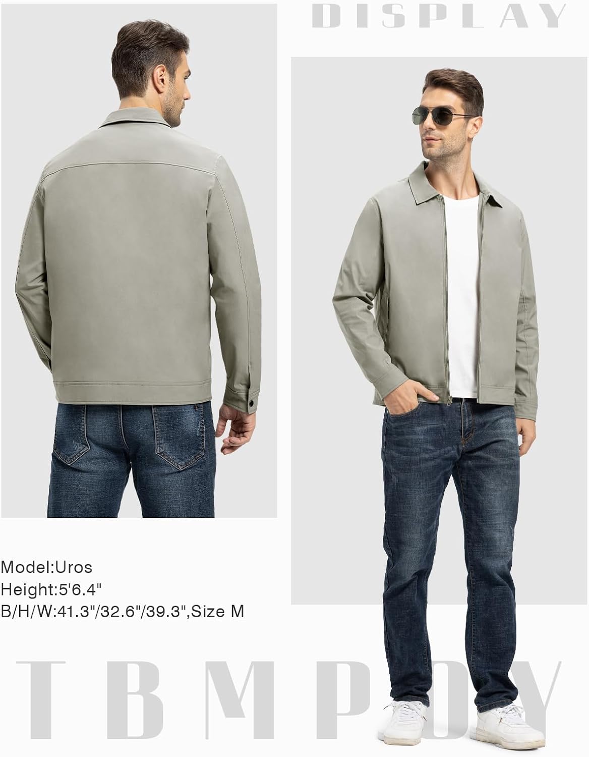 TBMPOY Mens Lightweight Jackets Light Windbreaker Full Zip Casual Work Jacket Golf Business Fall Track Coat with Pockets