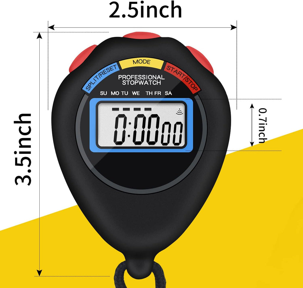 Pgzsy 12 Pack Multi-Function Electronic Digital Sport Stopwatch Timer, Large Display with Date Time and Alarm Function,Suitable for Sports Coaches Fitness Coaches and Referees