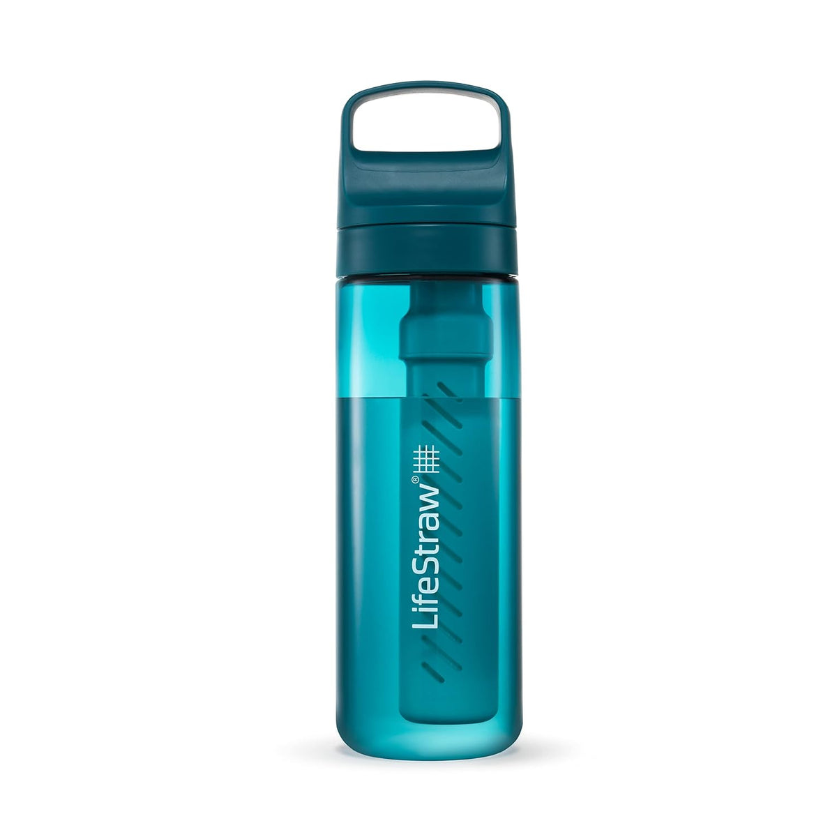 LifeStraw Go Series Water Filter Bottle - BPA-Free, Removes Bacteria, Parasites, Microplastics, Improves Taste, 22oz, Aegean Sea