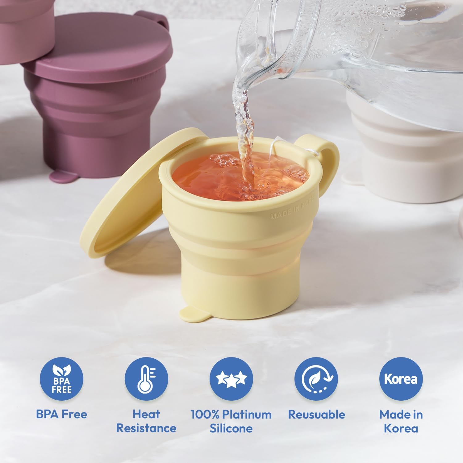 carrotez 6 oz 2 pack Mini Silicone Collapsible Travel Cup - Yellow Butter