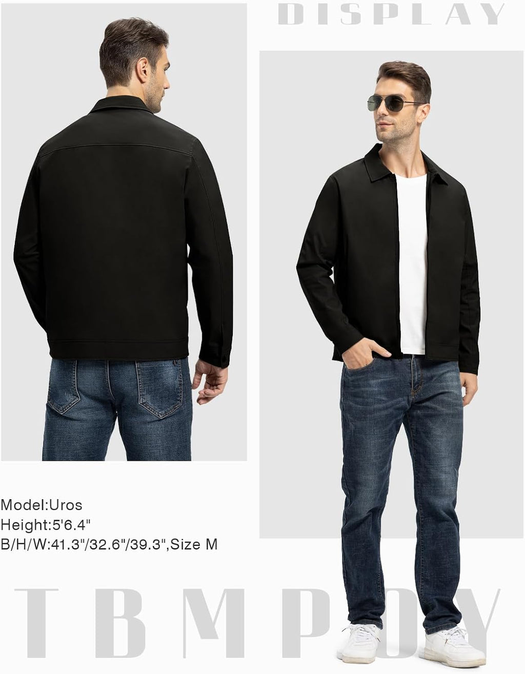TBMPOY Mens Lightweight Jackets Light Windbreaker Full Zip Casual Work Jacket Golf Business Fall Track Coat with Pockets