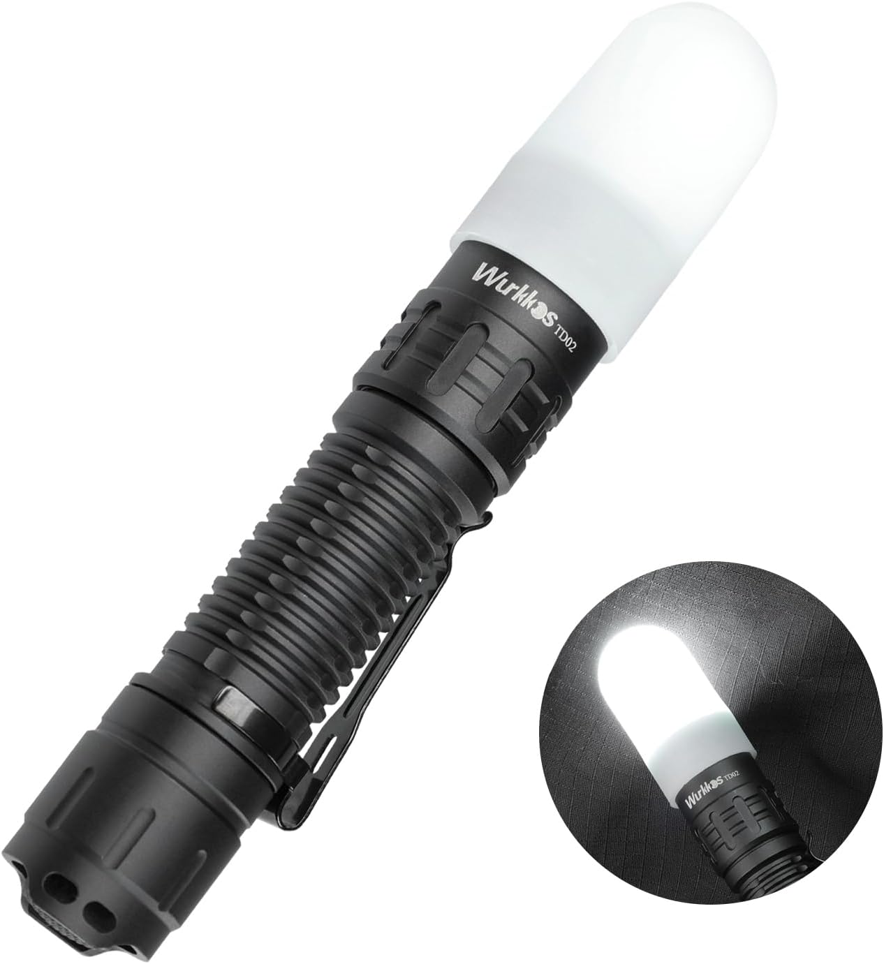 Wurkkos TD02 Led Tactical Flashlight, Super Bright Pocket Flashlights Rechargeable, 2000 High Lumens Flashlight EDC Flash Light with Type C Charging Port Tail Switch for Outdoor and Indoor Activities