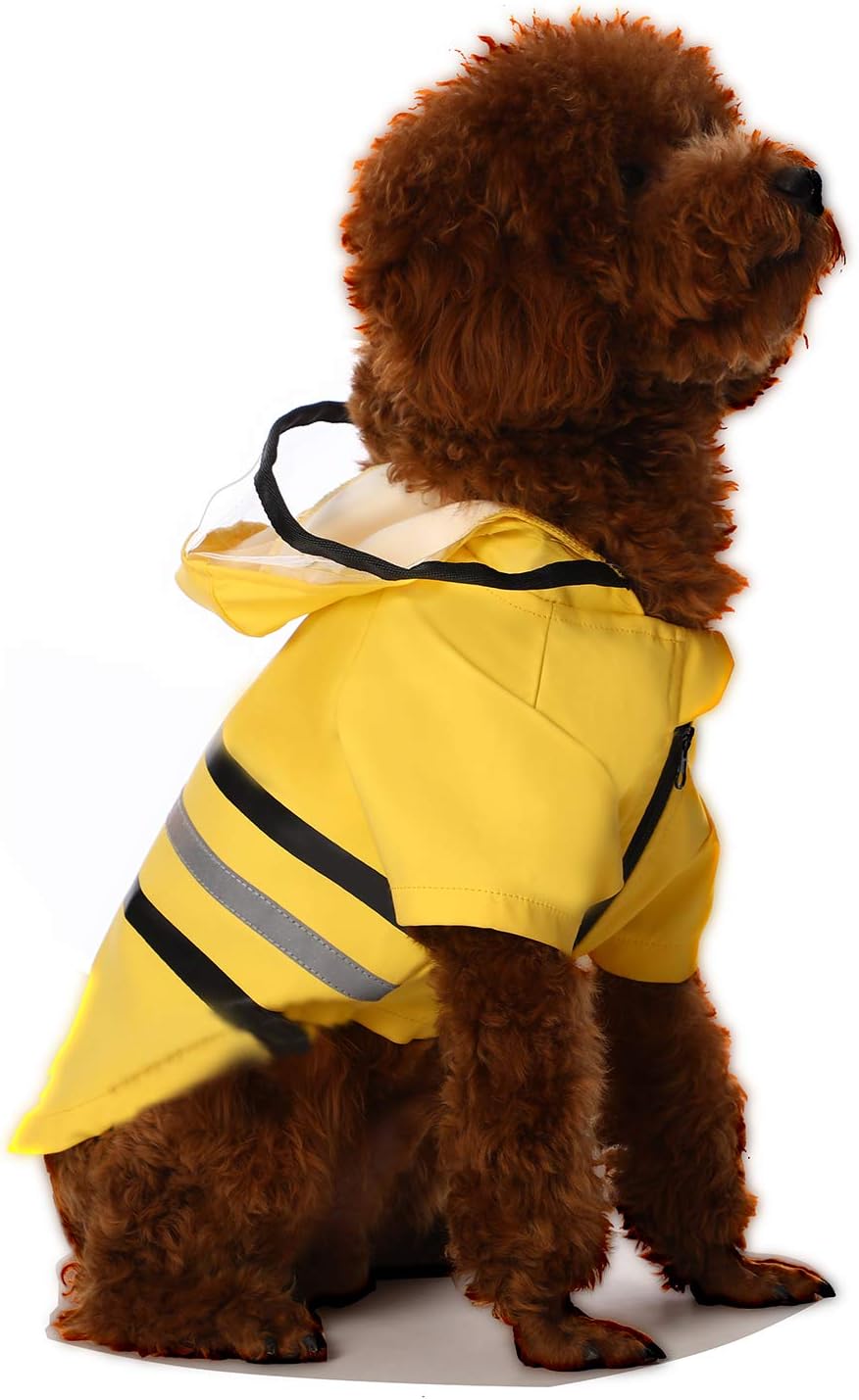 Wizland Reflective Dog Raincoat Dog Rain Jacket with Hood Lightweight Waterproof Rain Coat for Puppies (Blue XS)