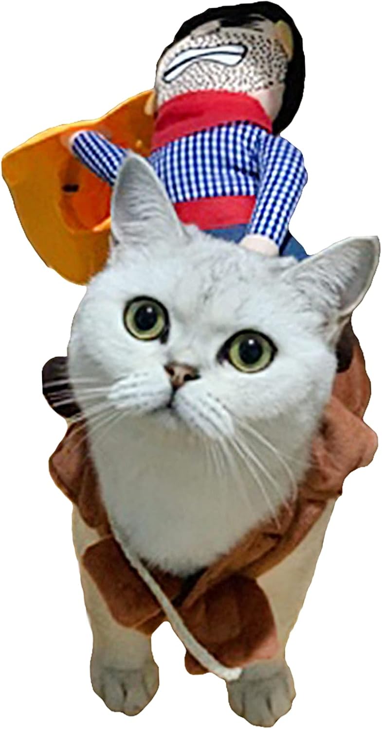 SEIS Halloween Pet Riding Costume,Cowboy Dog Clothes,Funny Cat Apparel, XXL