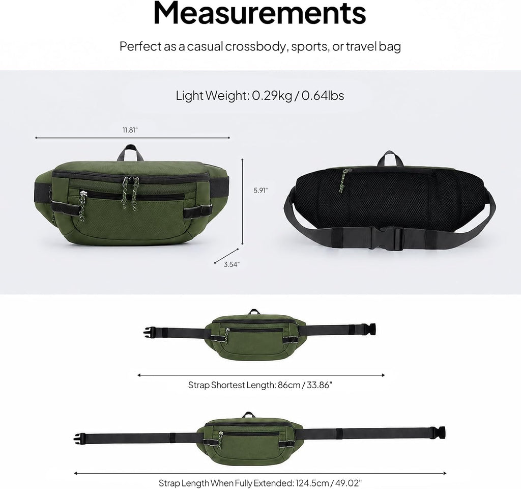 TOPEAST Fanny Pack 5L Large Capacity Waist Pack with Water Bottle Pocket
