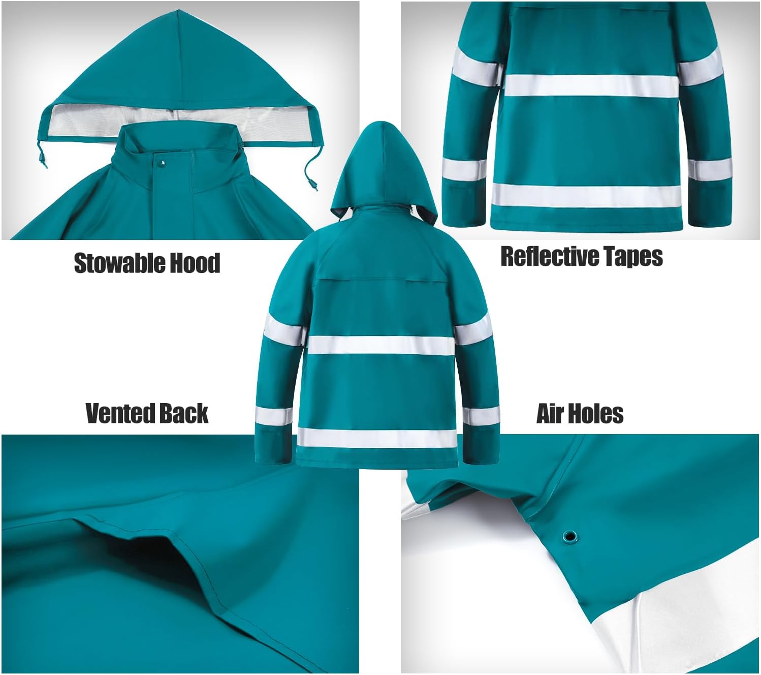 RainRider Rain Suits for Men Women Waterproof Reflective Rain Coat Bib Pants for Safety Heavy Duty Rain Gear Fishing