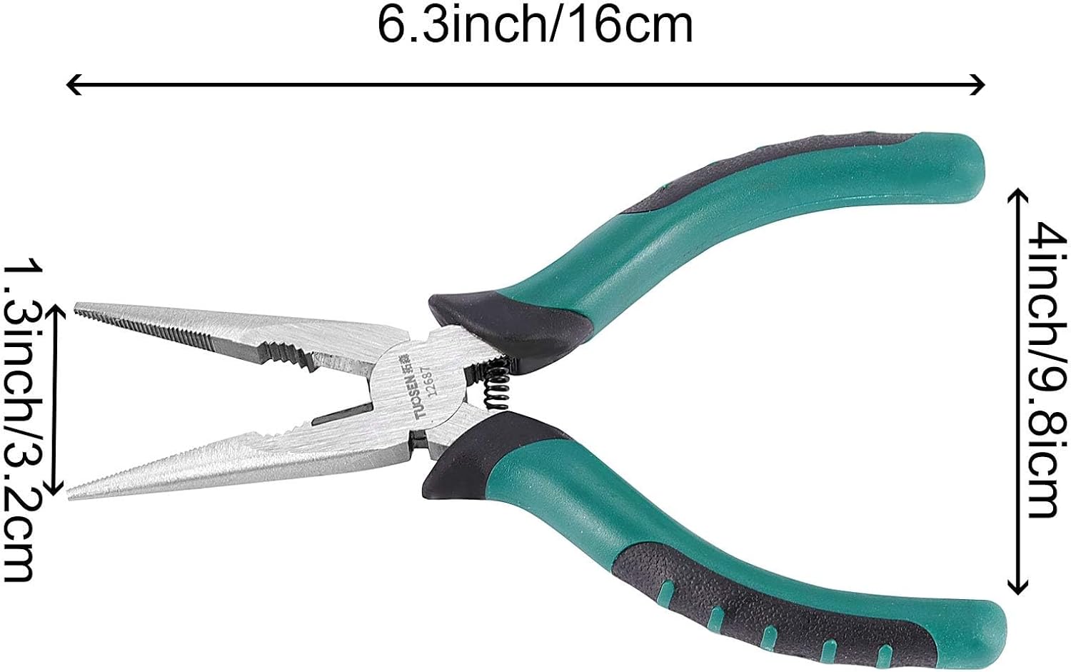 8 PCS 6.3 Inch Spring Needle Nose Pliers, Heavy Duty Steel Nose Side Cutting Pliers Nonslip Rubber Handle Wire Cutter for Crimping Looping Shearing