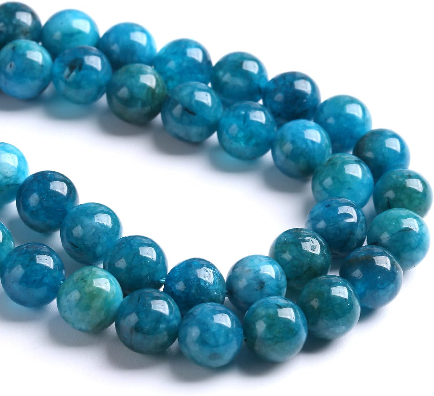 75PCS 10MM Blue Apatite Spacer Loose Beads for Jewelry Making DIY Bracelet Necklace 2 Strands