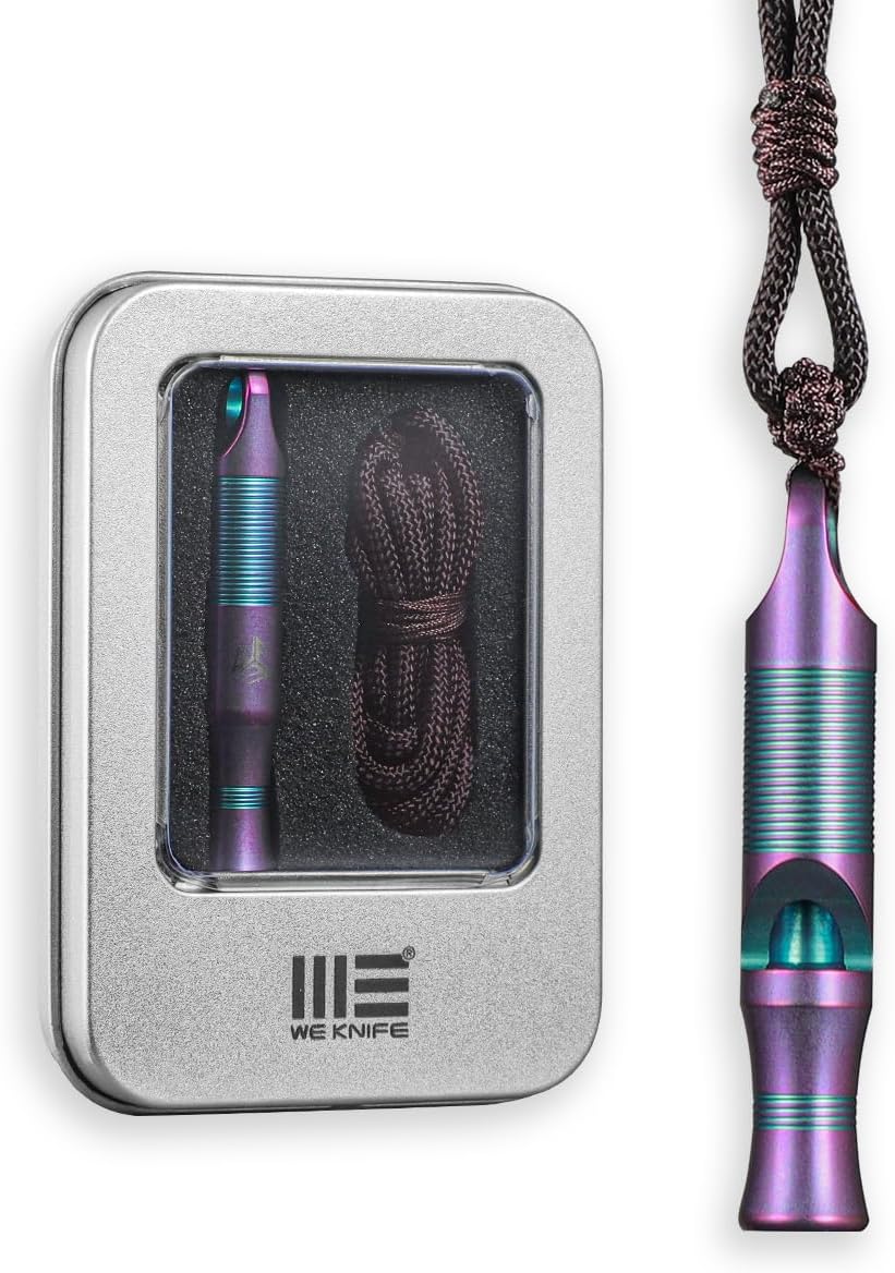 WeKnife Titanium Emergency Whistle Survival Loud, with Paracord