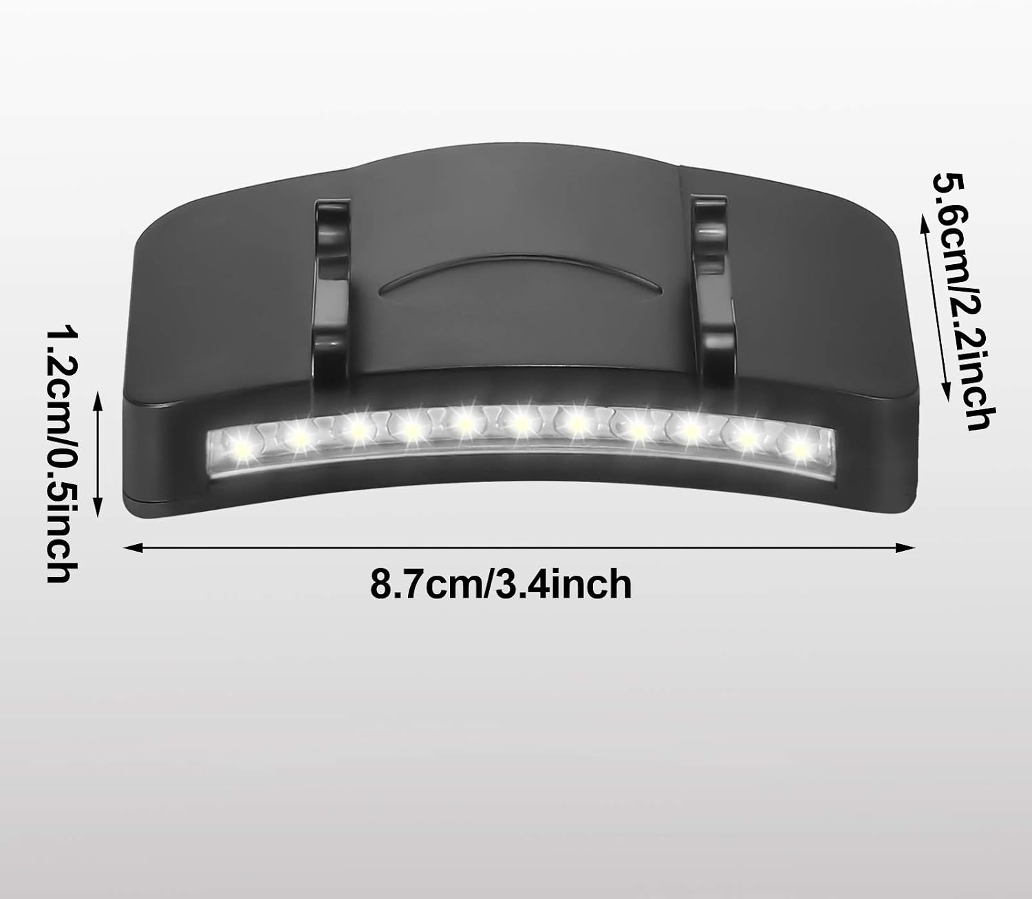 Mudder 4 Pcs Black Hat Lights Clip on Battery Powered 11 LED Cap Flashlight