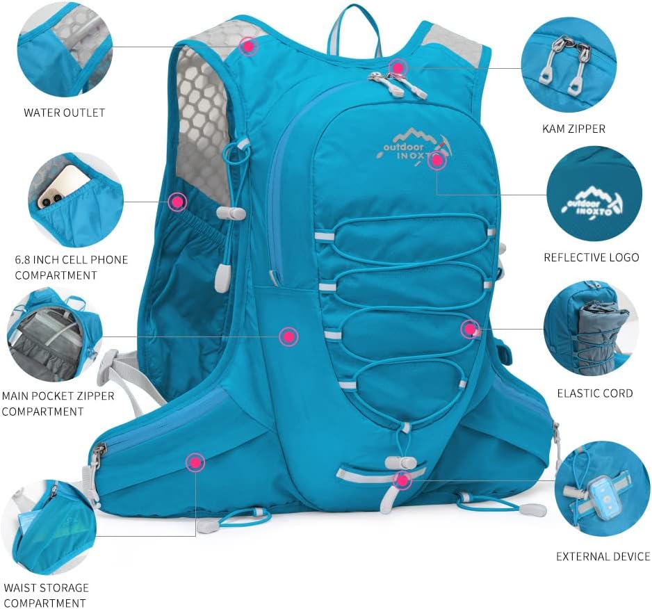 IX INOXTO Running Hydration Vest for Men Women Water Backpack for Running 3L Running Hydration Pack for Trail Running Marathon Race Hiking