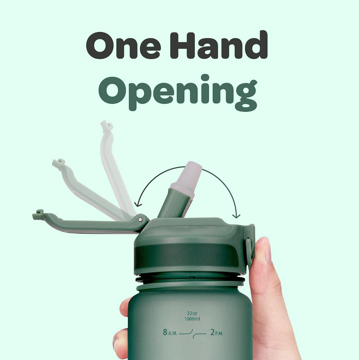 Hydracy Motivational Water Bottle with Time Marker and Straw Lid 32 oz