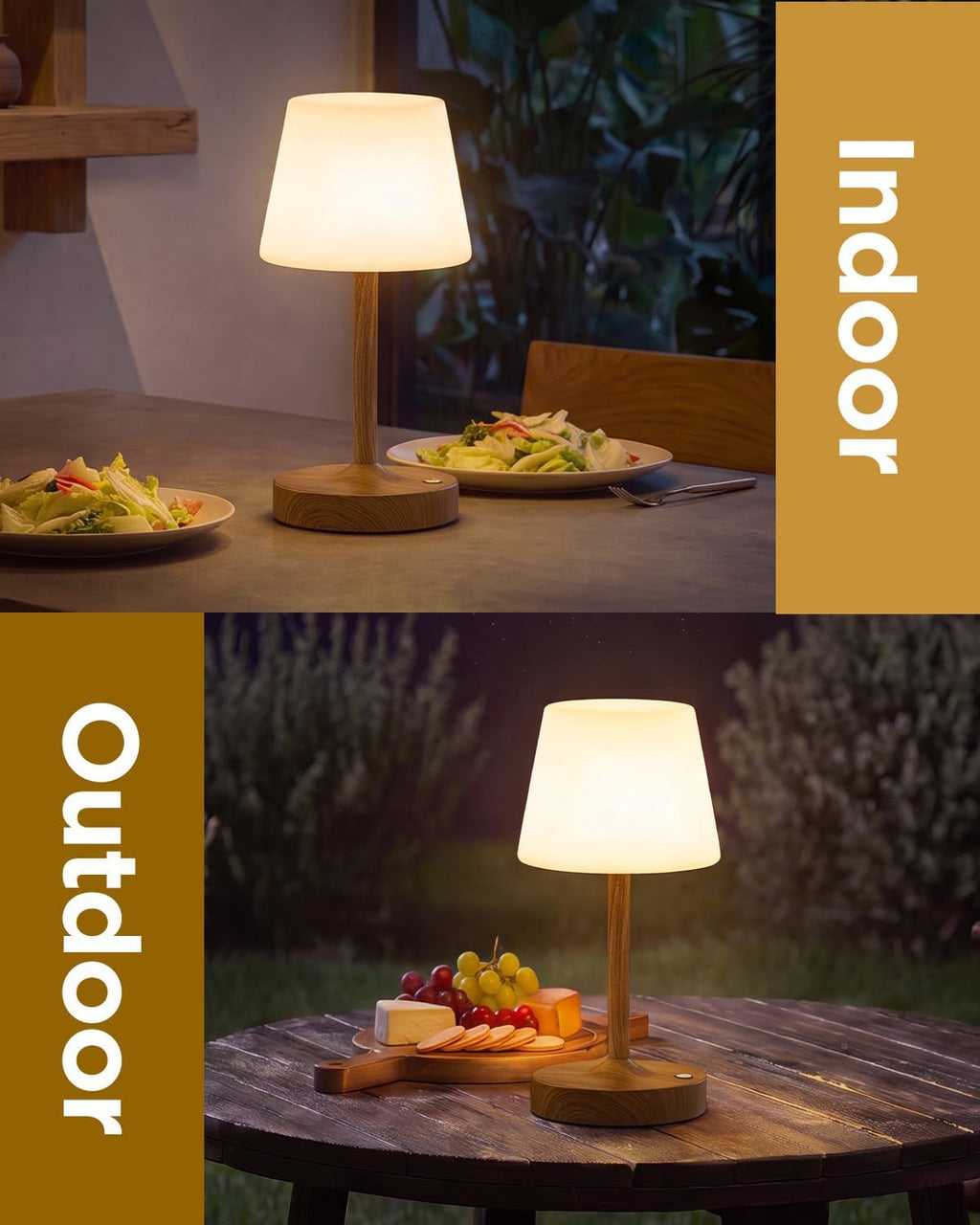 IP65 Waterproof Rechargeable Shower Lamp, Cordless Bathroom Touch Lamps