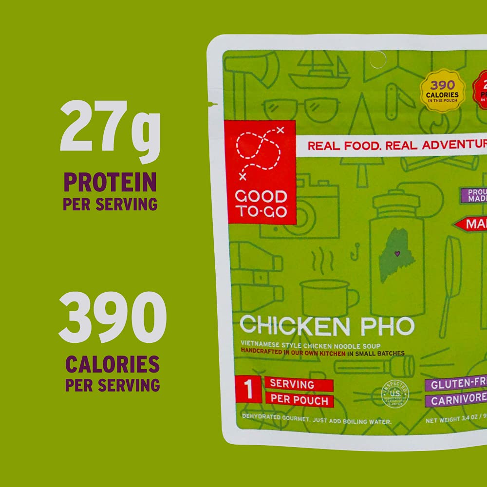 GOOD TO-GO Chicken Pho (Single Serving) | Camping & Backpacking Food | Just Add Water Backpacking Meals | Good To-Go Dehydrated Meals Taste Better Than Freeze Dried Food