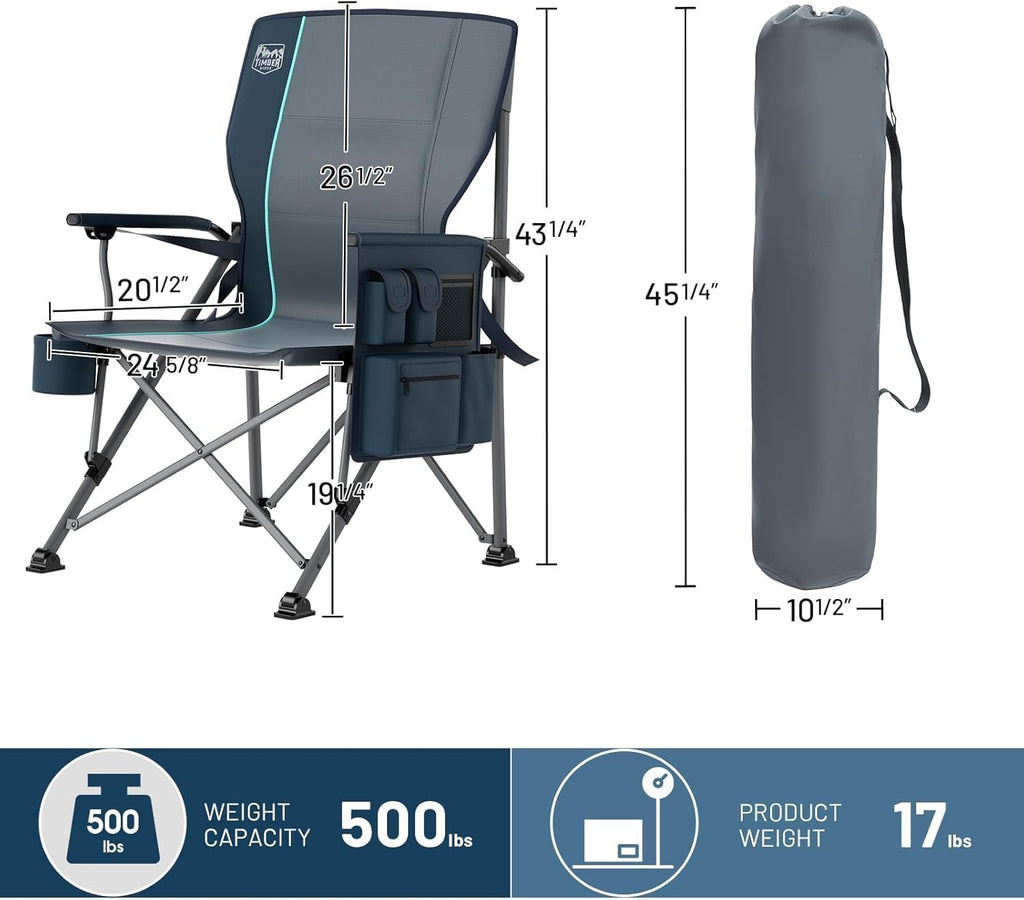 TIMBER RIDGE Oversized Camping Chair 500lbs Lumbar Support High Back
