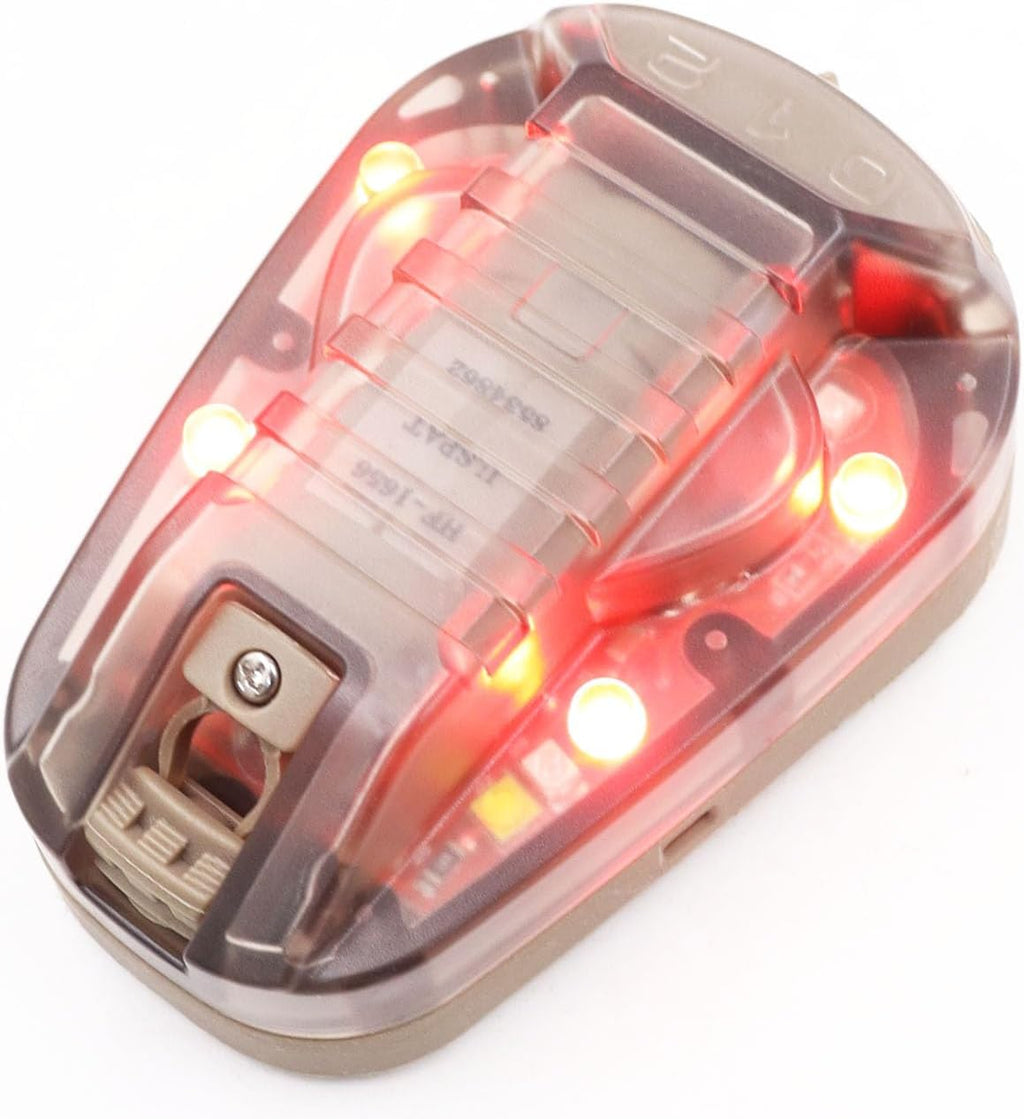 Tactical IR Strobe Helmet Light Military Identification Lights with Visible LED + White Strobe Survival Signal (Black-Red)