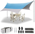 12X14FT Camping Tarp with 2 Poles, UV UPF50+ Lightweight Car Awning Sun Shelter, PU3000 Waterproof Tarp for Camping, Hiking and Backpacking Trips